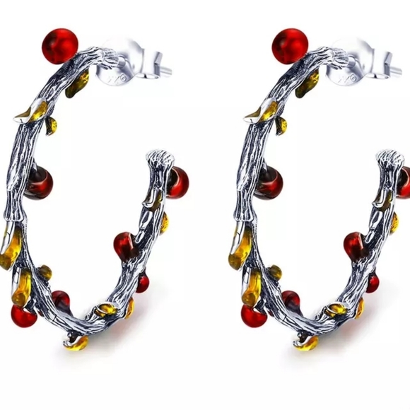 💎NEW💎 S925 WINTERBERRY SMALL HOOP EARRINGS - Picture 3 of 6